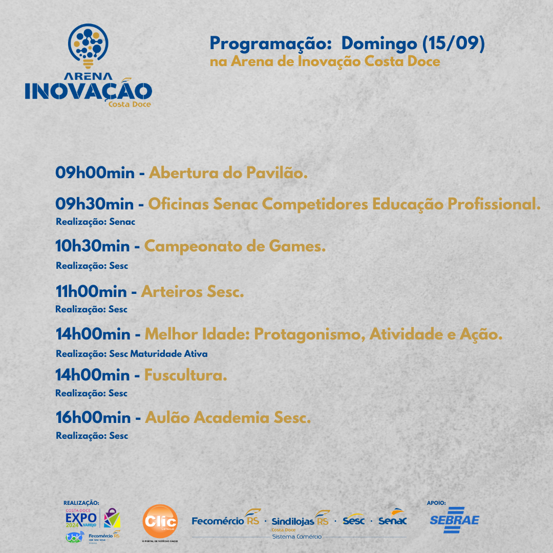 Programação Arena de Inovação